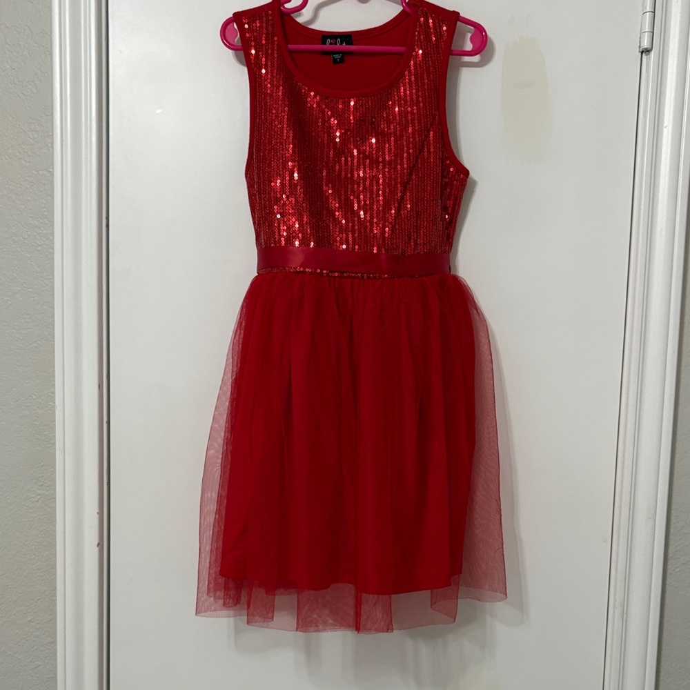 Lilt Red Sequin Girls Dress
